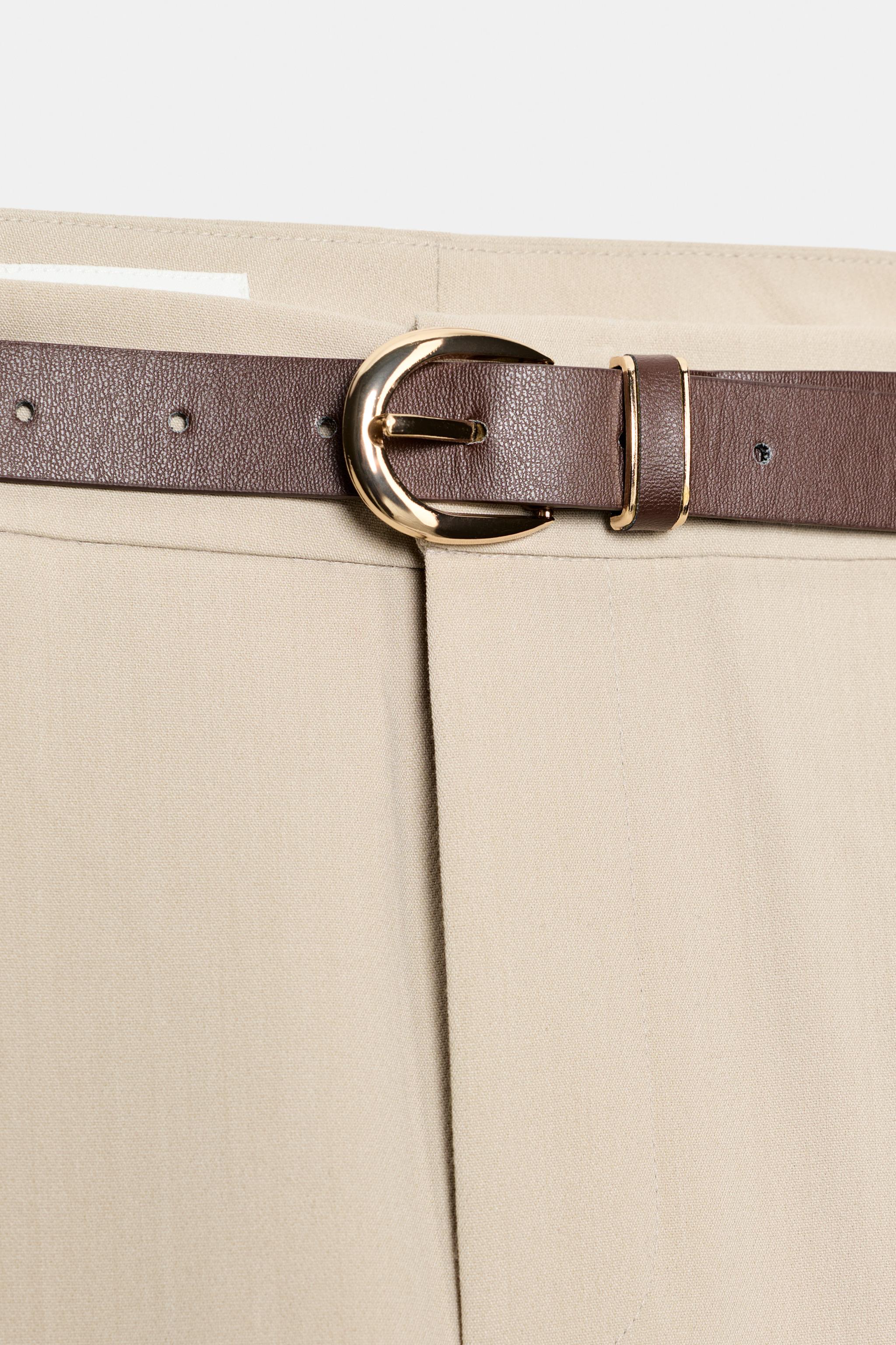 BELTED PLEATED PANTS